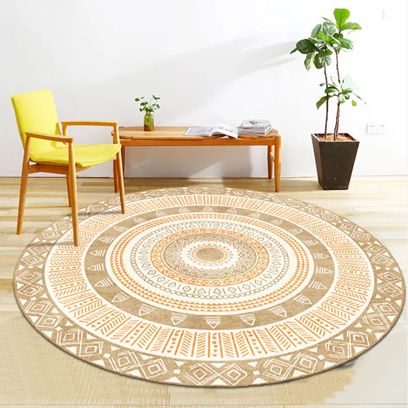 Tapis de chambre multicolore bohème cercle diamant Triangle motif tapis Polyester support antidérapant tapis Clearhalo