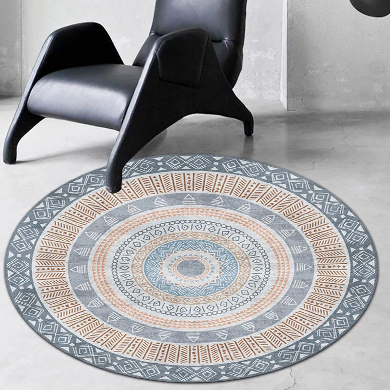 Tapis de chambre multicolore bohème cercle diamant Triangle motif tapis Polyester support antidérapant tapis Clearhalo