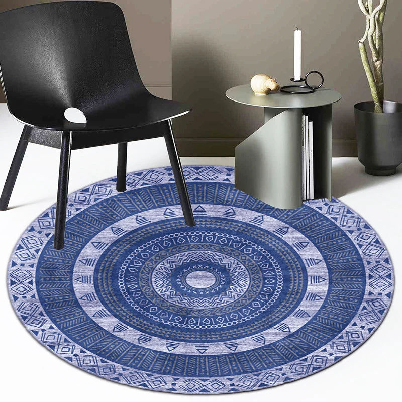 Tapis de chambre multicolore bohème cercle diamant Triangle motif tapis Polyester support antidérapant tapis Clearhalo