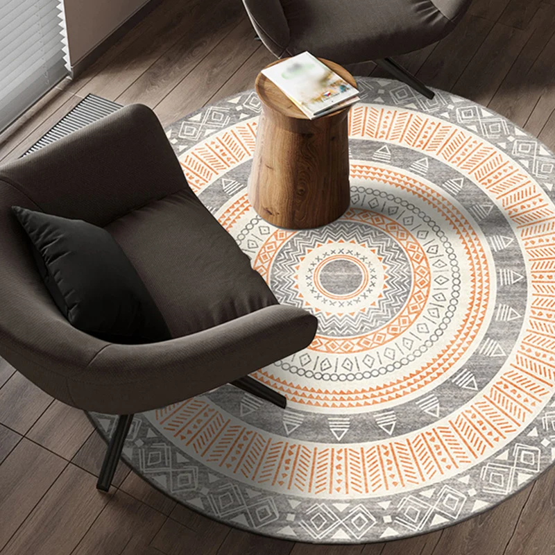 Tapis de chambre multicolore bohème cercle diamant Triangle motif tapis Polyester support antidérapant tapis Clearhalo