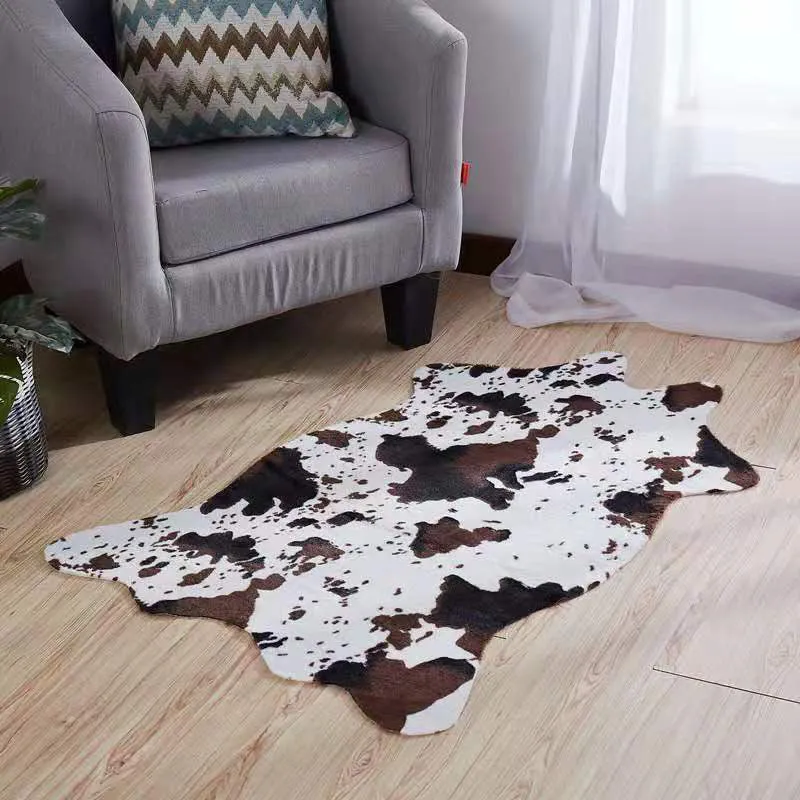 Tapis de chambre scandinave multicolore en peau d'animal artificiel, en polypropylène, antidérapant, lavable, résistant au...