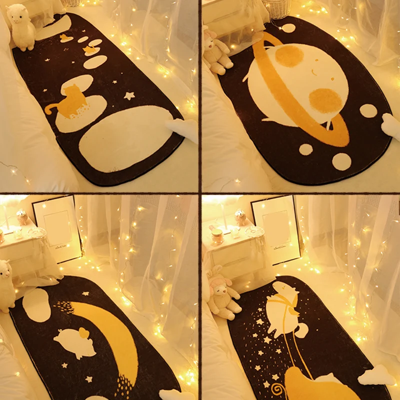 Tapis de chambre unique, tapis multicolore à imprimé d'espace, en polyester, antidérapant, adapté aux animaux de compagnie...