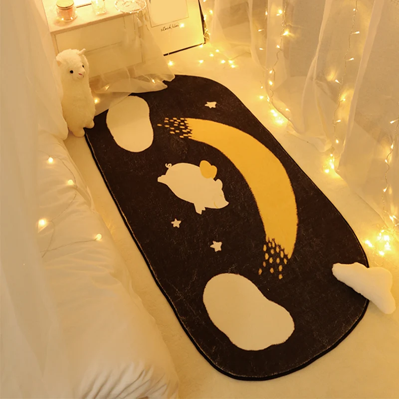 Tapis de chambre unique, tapis multicolore à imprimé d'espace, en polyester, antidérapant, adapté aux animaux de compagnie...