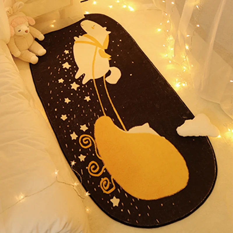 Tapis de chambre unique, tapis multicolore à imprimé d'espace, en polyester, antidérapant, adapté aux animaux de compagnie...