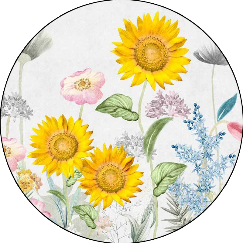 Tapis classique à motifs floraux, blanc et jaune, de campagne française, en Polyester, lavable, avec envers antidérapant,...