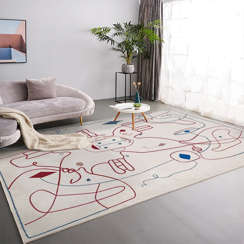 Tapis de confort multicolore en polyester, imprimé à la main, avec envers antidérapant, respectueux des animaux de compagn...