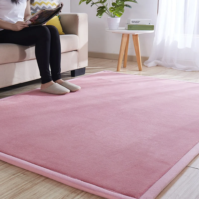 Tapis confortable multicolore en mélange de coton, tapis d'intérieur uni, lavable, facile d'entretien, adapté aux animaux...