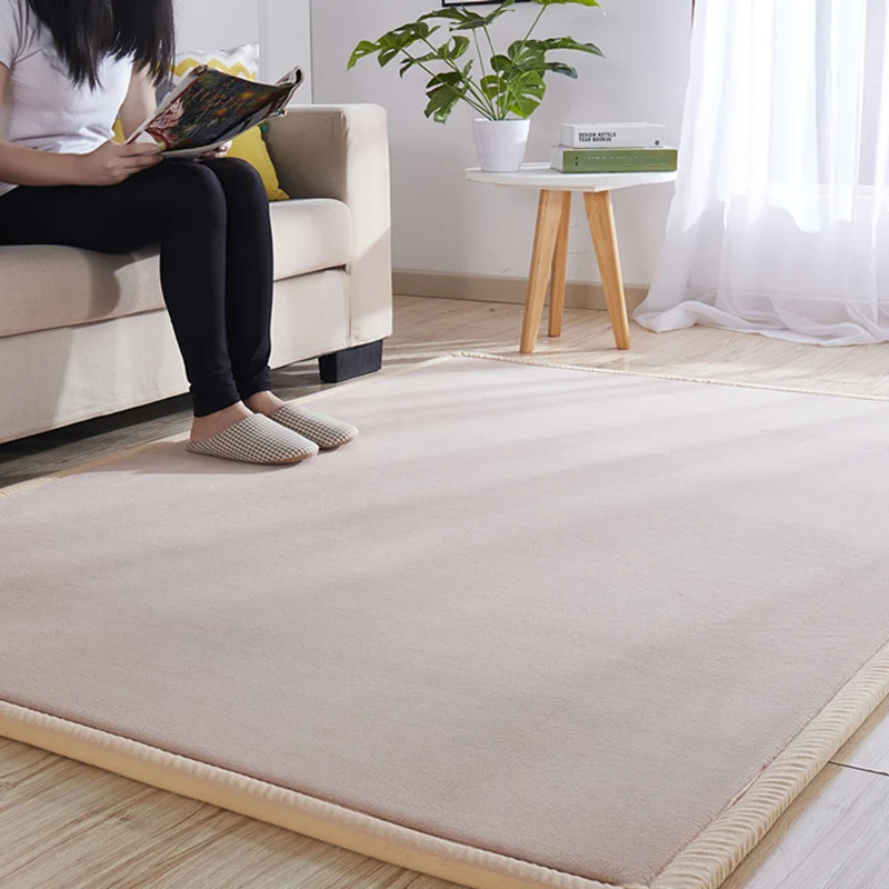 Tapis confortable multicolore en mélange de coton, tapis d'intérieur uni, lavable, facile d'entretien, adapté aux animaux...