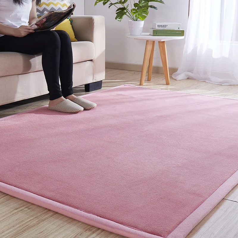 Tapis confortable multicolore en mélange de coton, tapis d'intérieur uni, lavable, facile d'entretien, adapté aux animaux...