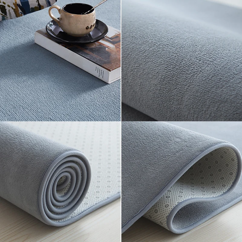 Tapis décontracté de couleur unie, synthétique multicolore, avec envers antidérapant, tapis d'intérieur adapté aux animaux...