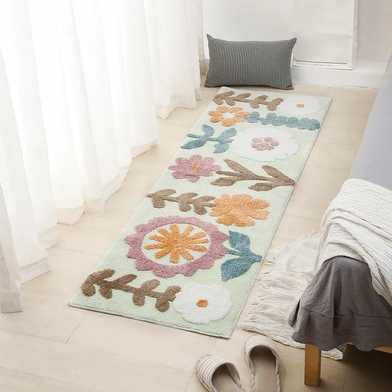 Tapis décontracté à motifs de plantes, multicolore, en polyester, avec envers antidérapant, lavable, respectueux des anima...