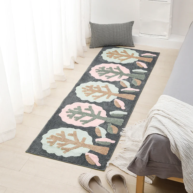 Tapis décontracté à motifs de plantes, multicolore, en polyester, avec envers antidérapant, lavable, respectueux des anima...