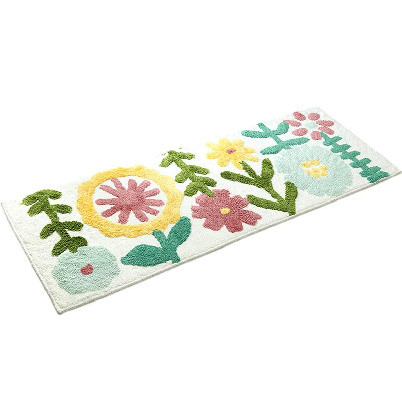 Tapis décontracté à motifs de plantes, multicolore, en polyester, avec envers antidérapant, lavable, respectueux des anima...