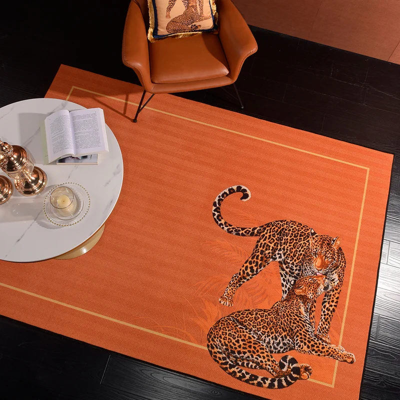 Tapis de décoration Glam tapis d'intérieur imprimé animal multicolore tapis antidérapant en polypropylène résistant aux ta...
