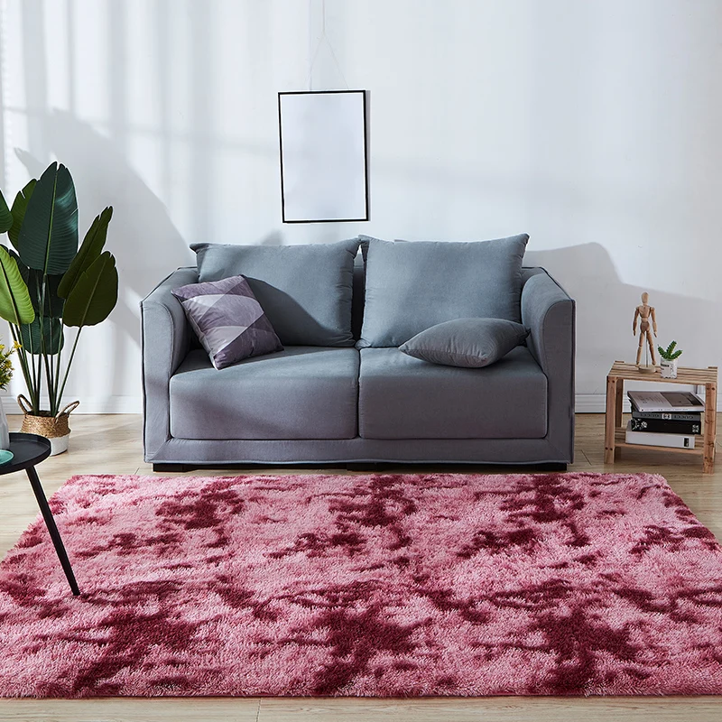Tapis de décoration scandinave, multicolore, couleur unie, à poils longs, antidérapant, pour l'intérieur, adapté aux anima...