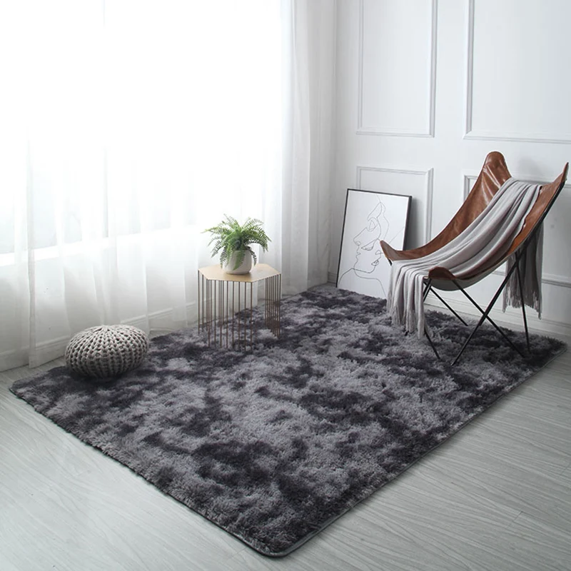 Tapis d'intérieur moelleux Ikat, couleur douce, décontracté, en Polyester, lavable en Machine, antidérapant, pour la décor...