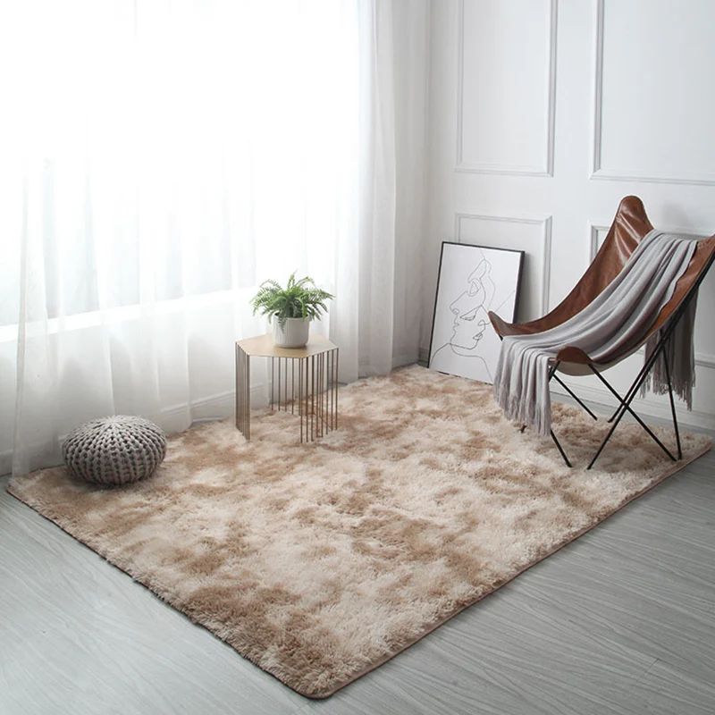 Tapis d'intérieur moelleux Ikat, couleur douce, décontracté, en Polyester, lavable en Machine, antidérapant, pour la décor...