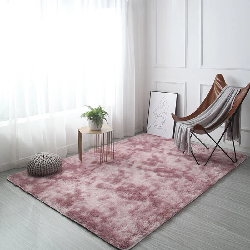 Tapis d'intérieur moelleux Ikat, couleur douce, décontracté, en Polyester, lavable en Machine, antidérapant, pour la décor...