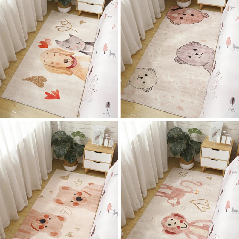 Tapis d'intérieur multicolore en polypropylène, à motifs de dessins animés, antidérapant, facile d'entretien, pour chambre...