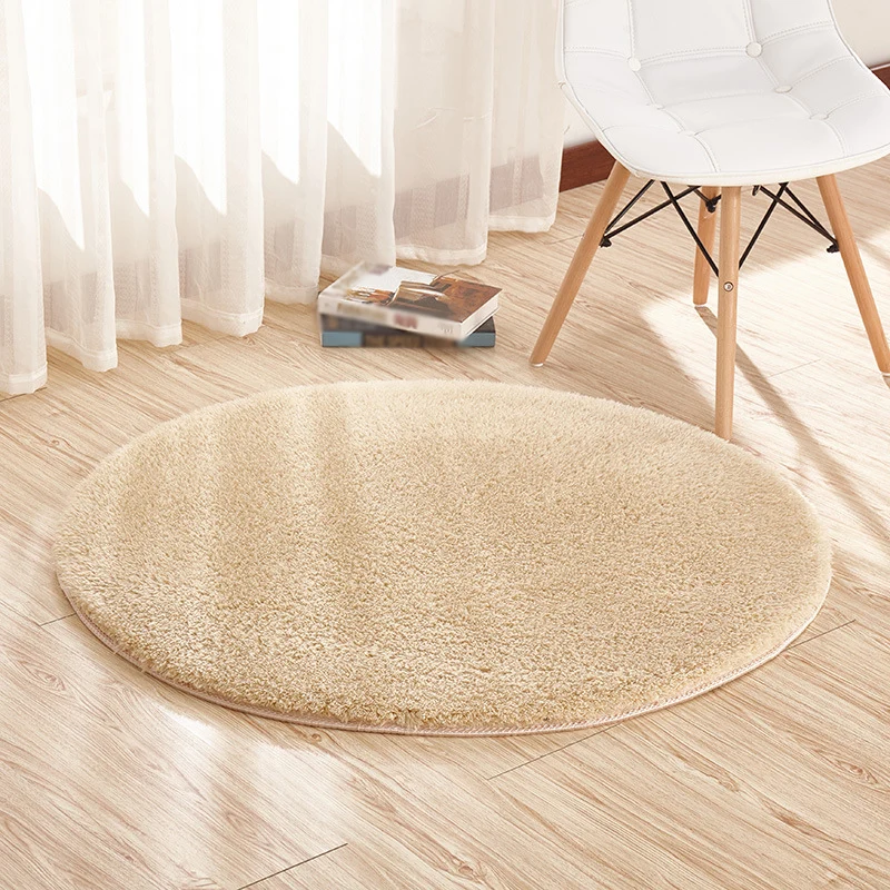 Tapis fantaisie de couleur unie, gris et blanc, Sherpa, lavable en machine, antidérapant, pour chambre à coucher Clearhalo