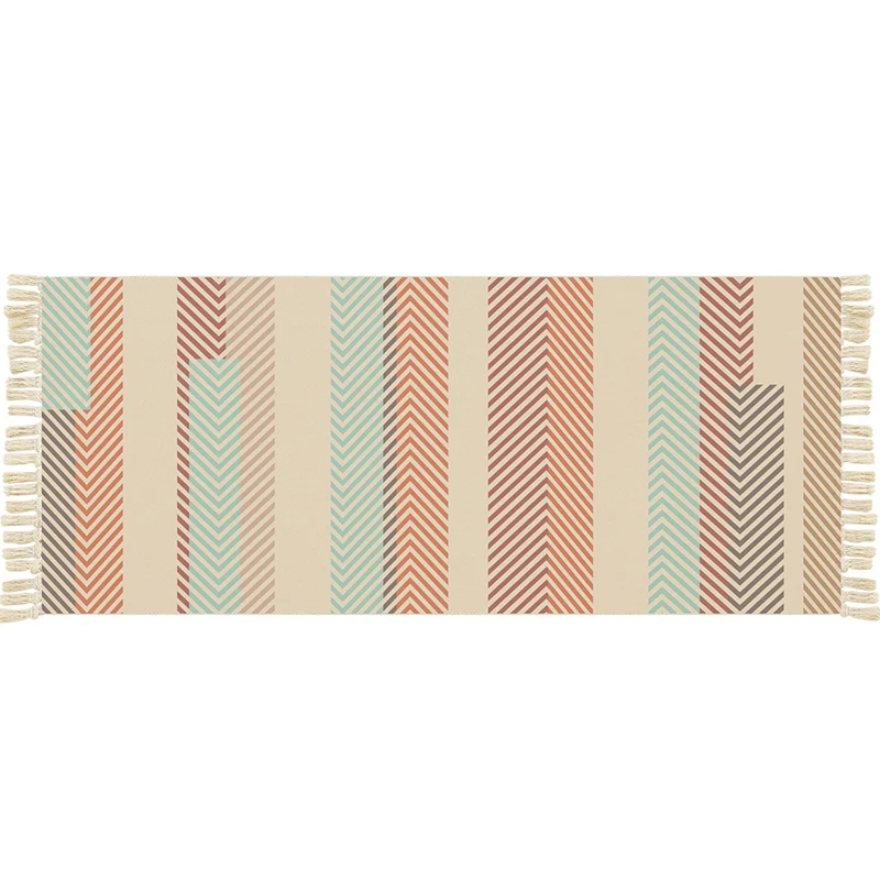 Tapis Funky multicolore en coton à formes géométriques, lavable en Machine, respectueux des animaux de compagnie, pour cha...