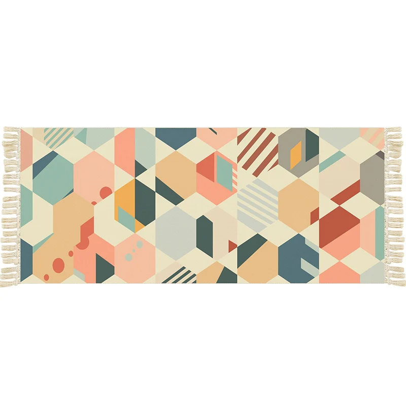 Tapis Funky multicolore en coton à formes géométriques, lavable en Machine, respectueux des animaux de compagnie, pour cha...