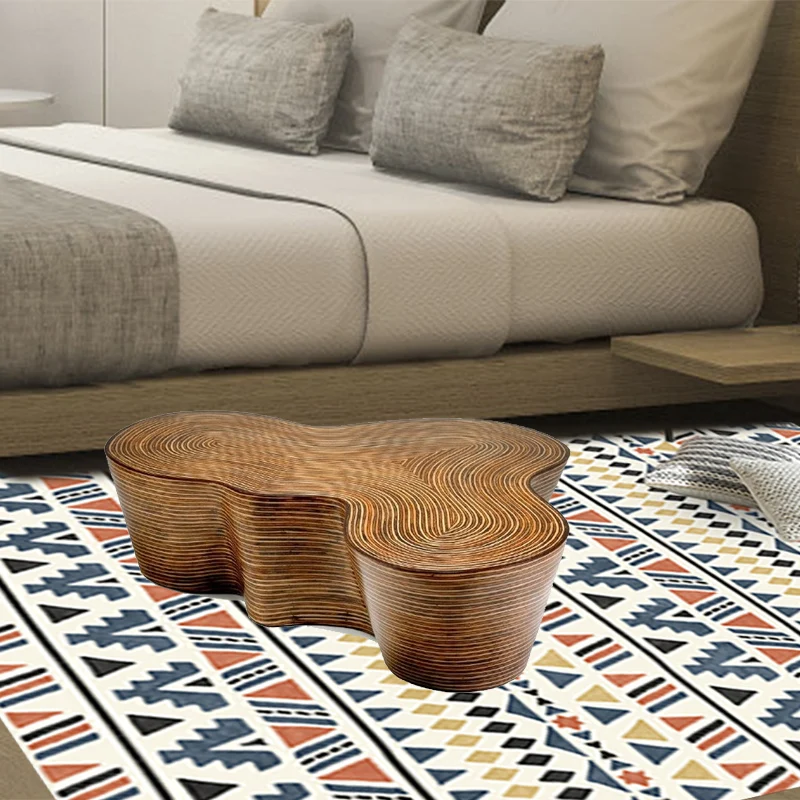 Tapis géométrique rétro en forme de diamant, style bohème, gris, avec envers en Polyester, antidérapant, pour salon Clearhalo