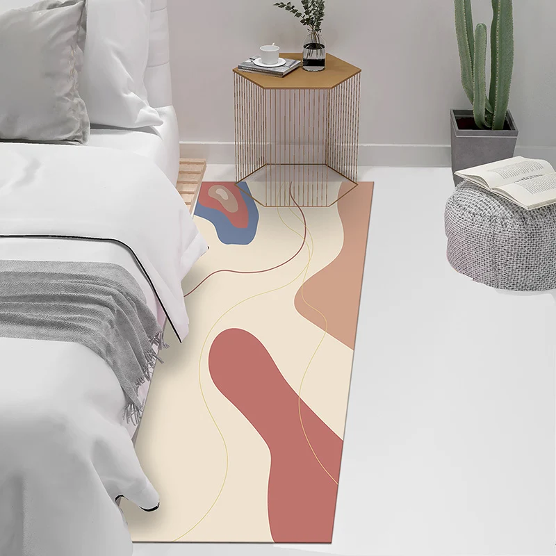 Tapis imprimé abstrait moderne, tapis multicolore en polyester, support antidérapant, lavable en Machine, pour chambre à c...