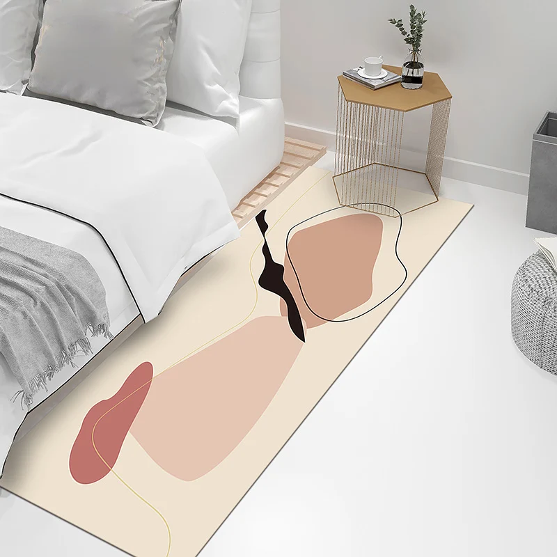 Tapis imprimé abstrait moderne, tapis multicolore en polyester, support antidérapant, lavable en Machine, pour chambre à c...