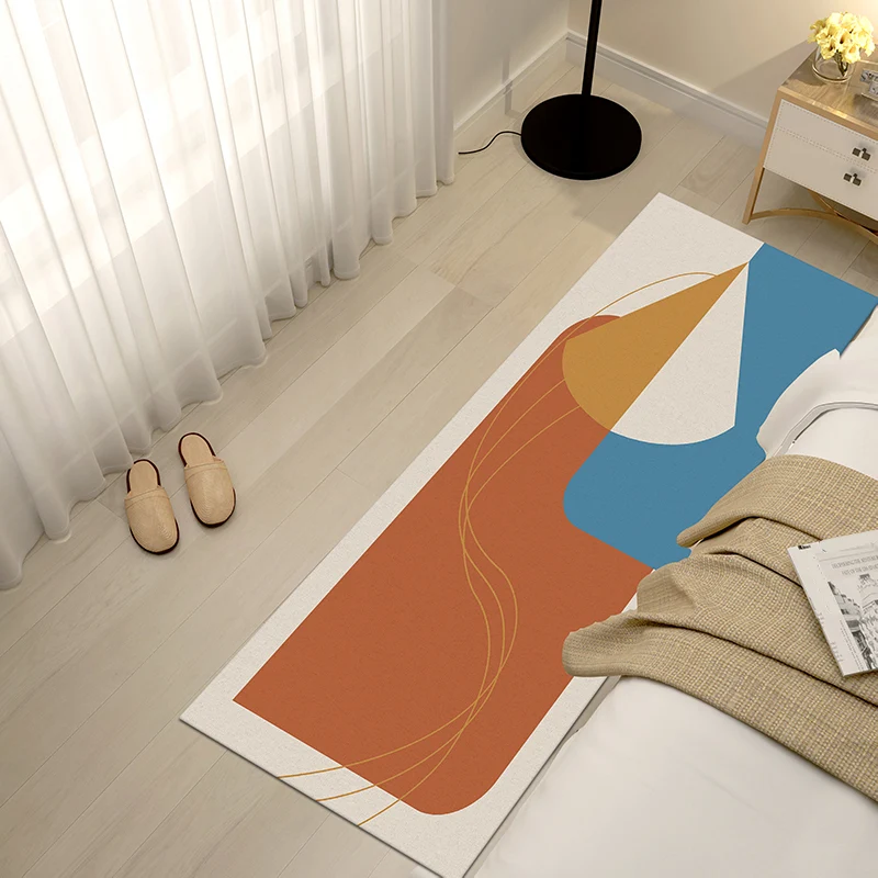 Tapis imprimé abstrait moderne, tapis multicolore en polyester, support antidérapant, lavable en Machine, pour chambre à c...