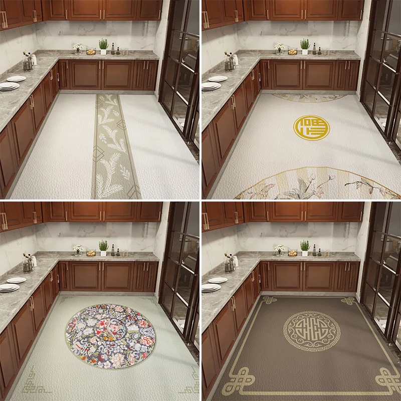 Tapis imprimé classique, tapis oriental multicolore, en cuir PU, résistant aux taches, facile d'entretien, antidérapant, p...