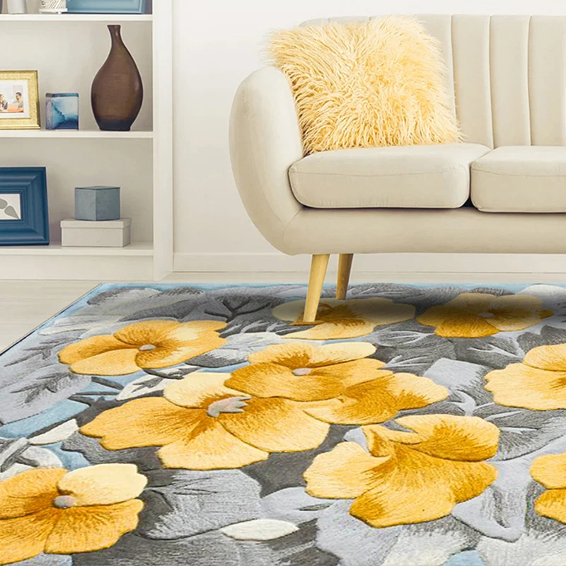 Tapis imprimé de fleurs de campagne française, multicolore, en polypropylène, avec envers antidérapant, résistant aux tach...