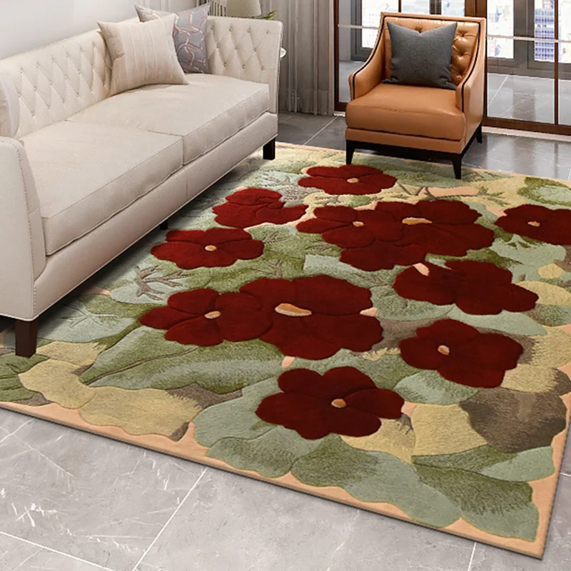Tapis imprimé de fleurs de campagne française, multicolore, en polypropylène, avec envers antidérapant, résistant aux tach...