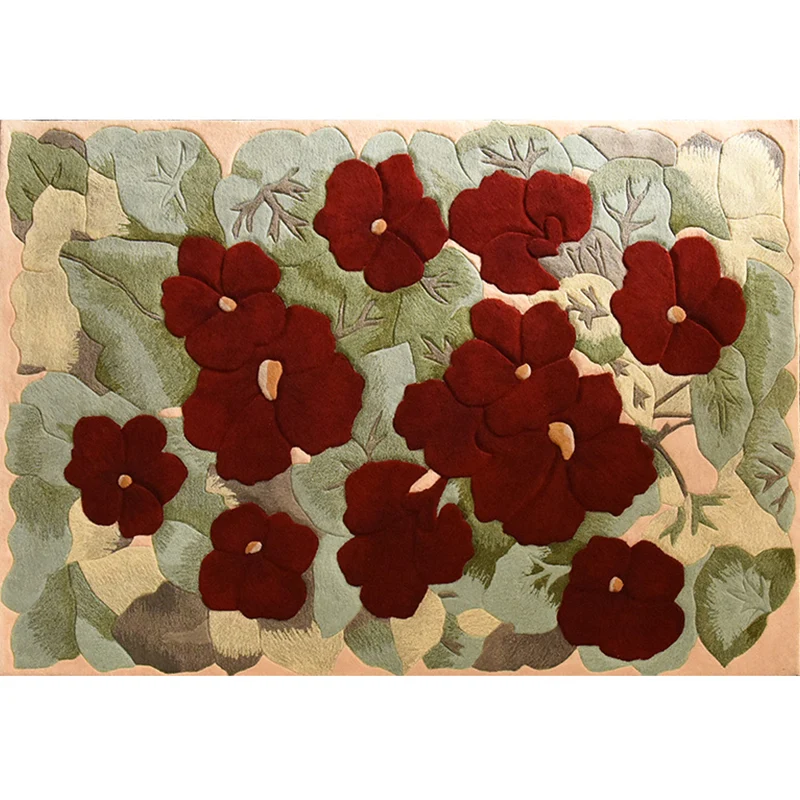Tapis imprimé de fleurs de campagne française, multicolore, en polypropylène, avec envers antidérapant, résistant aux tach...