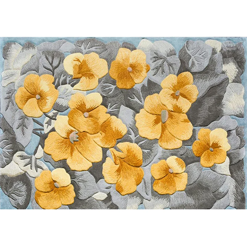 Tapis imprimé de fleurs de campagne française, multicolore, en polypropylène, avec envers antidérapant, résistant aux tach...