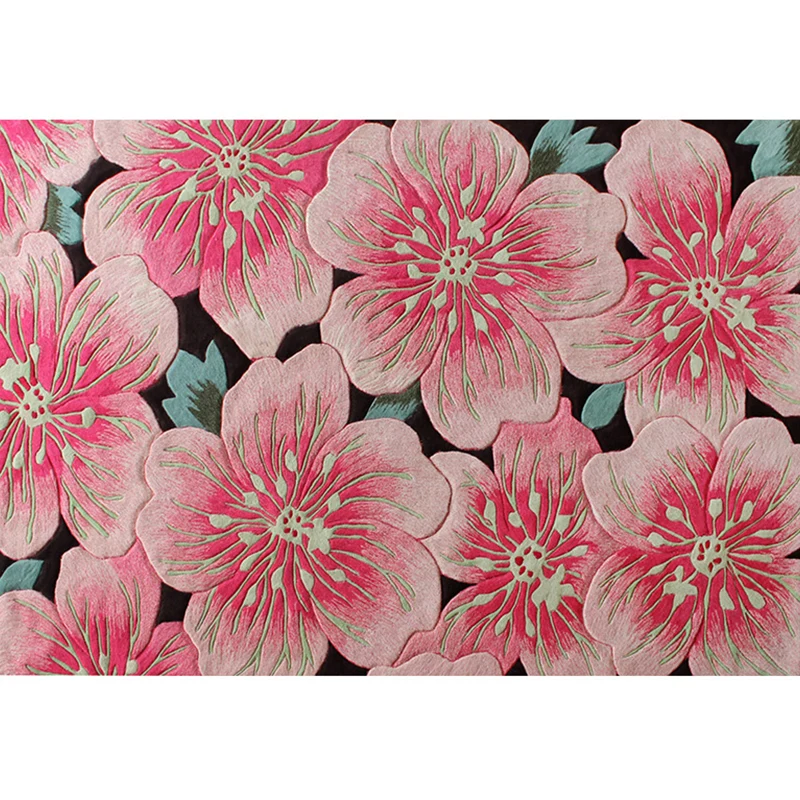 Tapis imprimé de fleurs de campagne française, multicolore, en polypropylène, avec envers antidérapant, résistant aux tach...