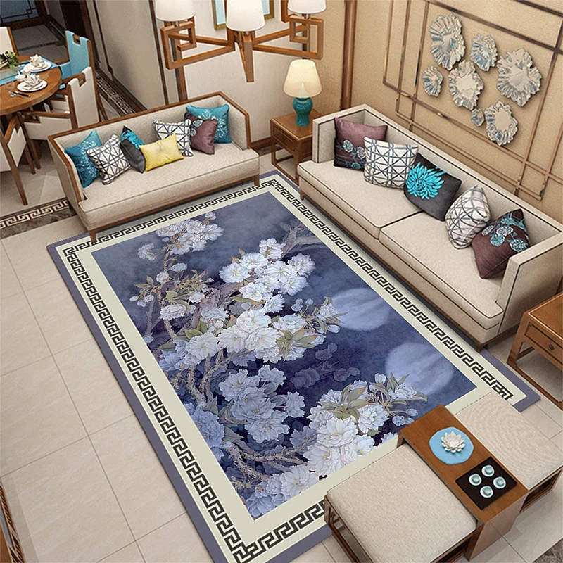 Tapis imprimé Floral multicolore, tapis d'intérieur asiatique en polypropylène, support antidérapant, résistant aux taches...