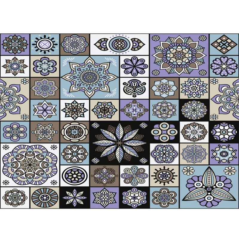 Tapis imprimé mosaïque bohème, multicolore, en polypropylène, résistant aux taches, lavable, antidérapant, pour la décorat...