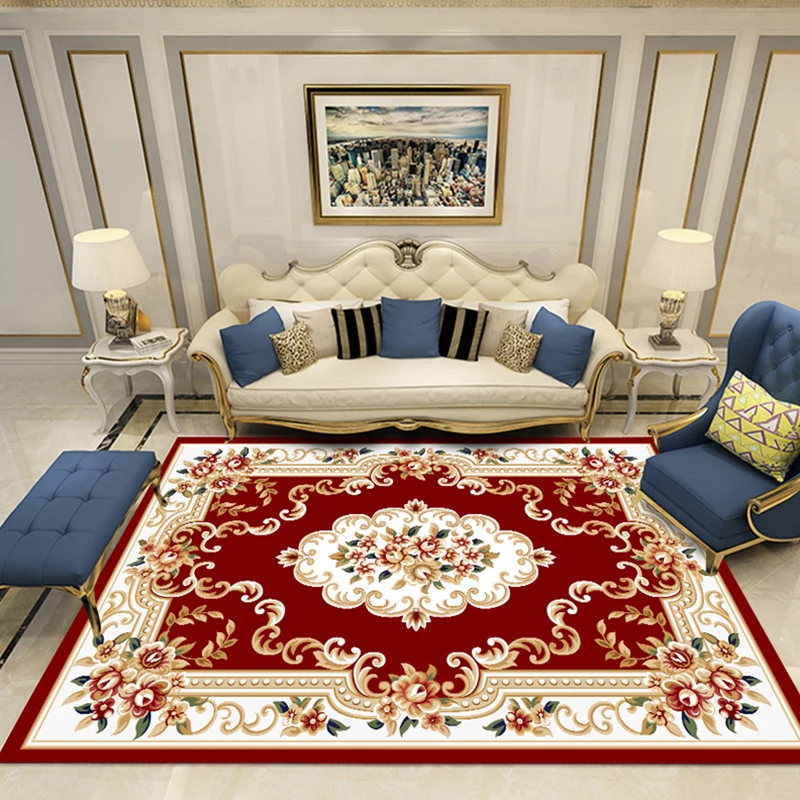 Tapis imprimé de Style européen, classique multicolore, en polypropylène, lavable, résistant aux taches, avec envers antid...