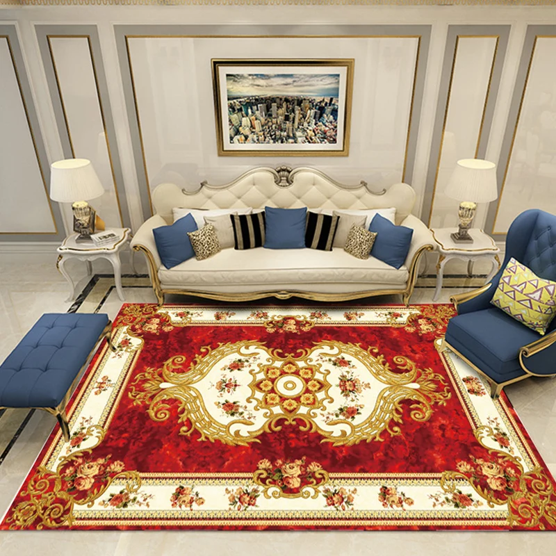Tapis imprimé de Style européen, classique multicolore, en polypropylène, lavable, résistant aux taches, avec envers antid...