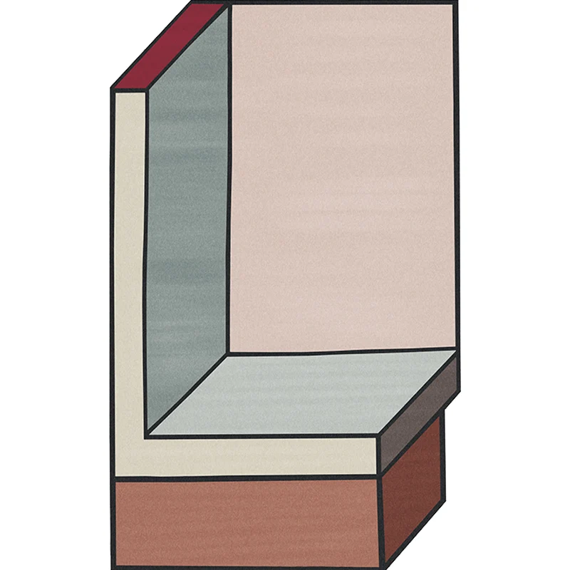 Tapis irrégulier de salon, nouveauté, bloc de couleur rose, imprimé cuboïde, en Polyester, résistant aux taches Clearhalo