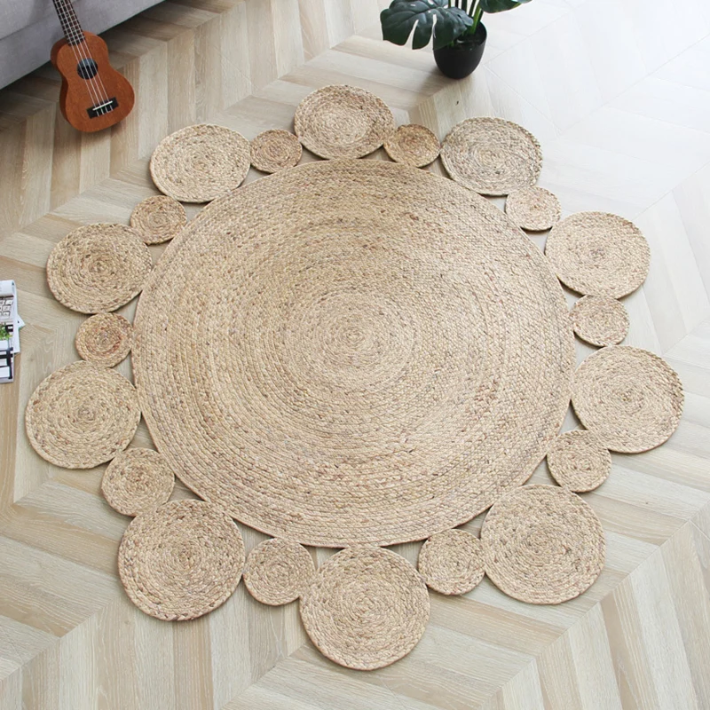 Tapis Lodge couleur bois, en Jute, de couleur unie, adapté aux animaux de compagnie, facile d'entretien, résistant aux tac...