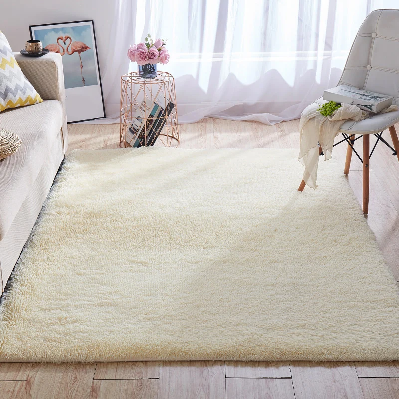 Tapis de maison multicolore uni, style nordique, moelleux, lavable en machine, résistant aux taches, avec envers antidérap...