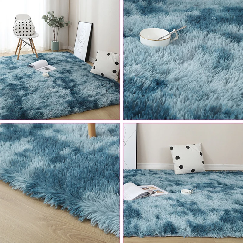 Tapis de maison scandinave, uni, multicolore, en laine synthétique, résistant aux taches, antidérapant, lavable Clearhalo