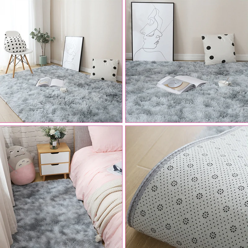Tapis de maison scandinave, uni, multicolore, en laine synthétique, résistant aux taches, antidérapant, lavable Clearhalo