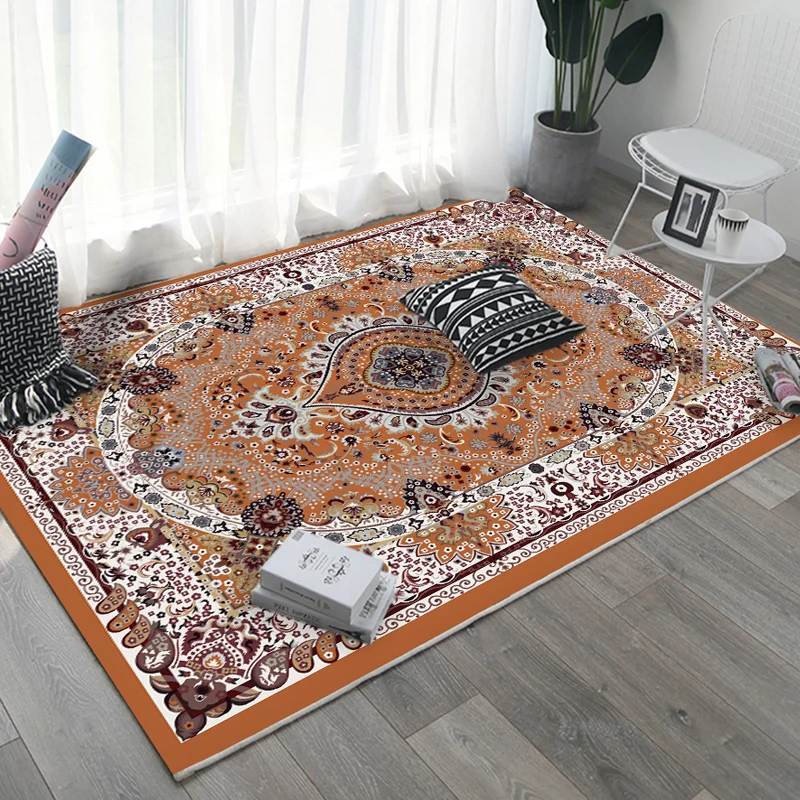 Tapis marocain rétro multicolore en polyester, motif géométrique, support antidérapant, pour chambre à coucher, respectueu...