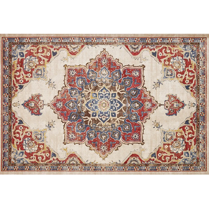 Tapis marocain rétro multicolore en polyester, motif géométrique, support antidérapant, pour chambre à coucher, respectueu...