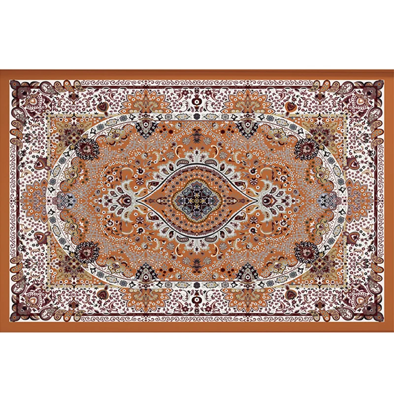 Tapis marocain rétro multicolore en polyester, motif géométrique, support antidérapant, pour chambre à coucher, respectueu...