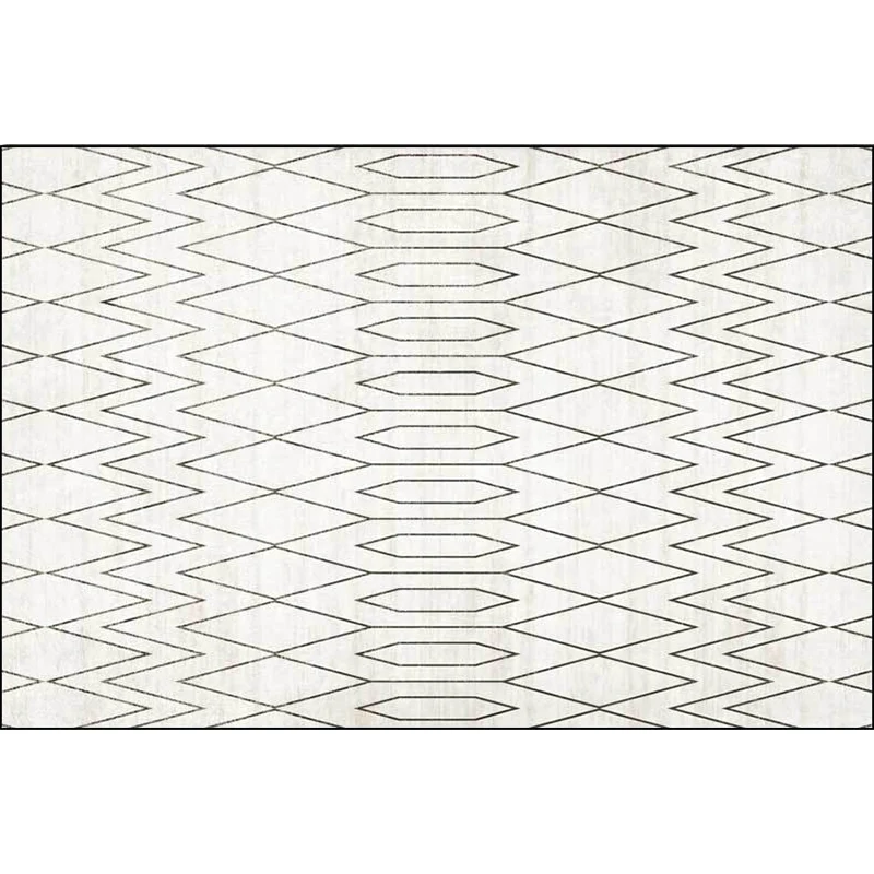 Tapis moderne minimaliste à géométrie blanche, motif ondulé en losange, en Polyester, lavable en Machine, pour la décorati...