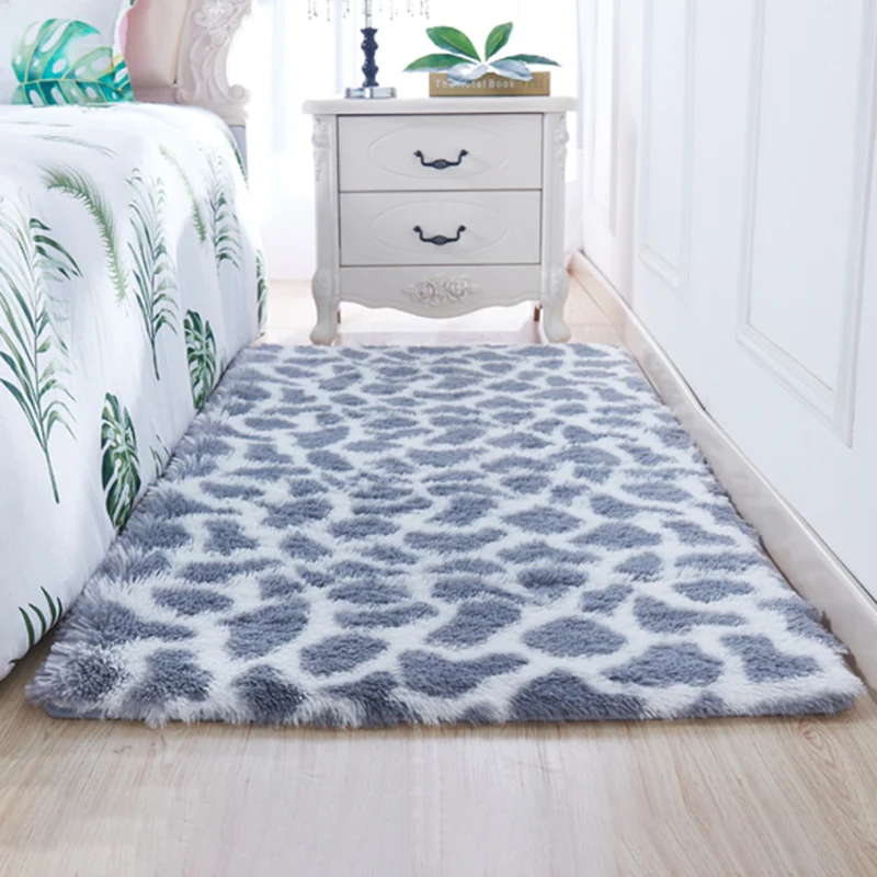 Tapis moderne à motif léopard, moelleux, lavable, pour salon Clearhalo